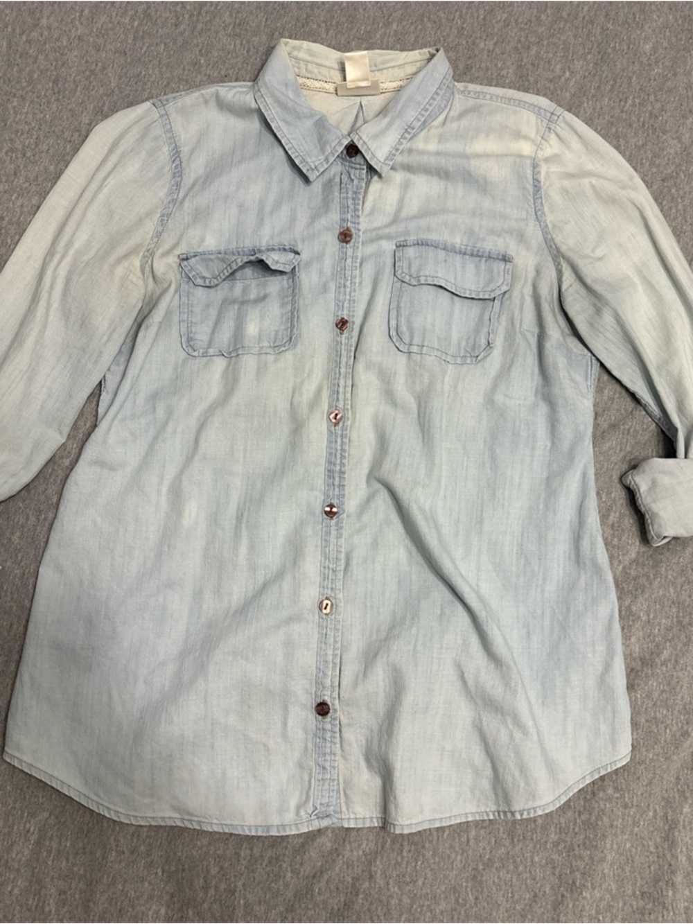 Motherhood Light Wash Denim Button-Front Kids Shirt